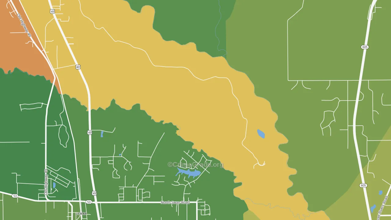 Nugent, MS Map of Vehicle Theft Rates