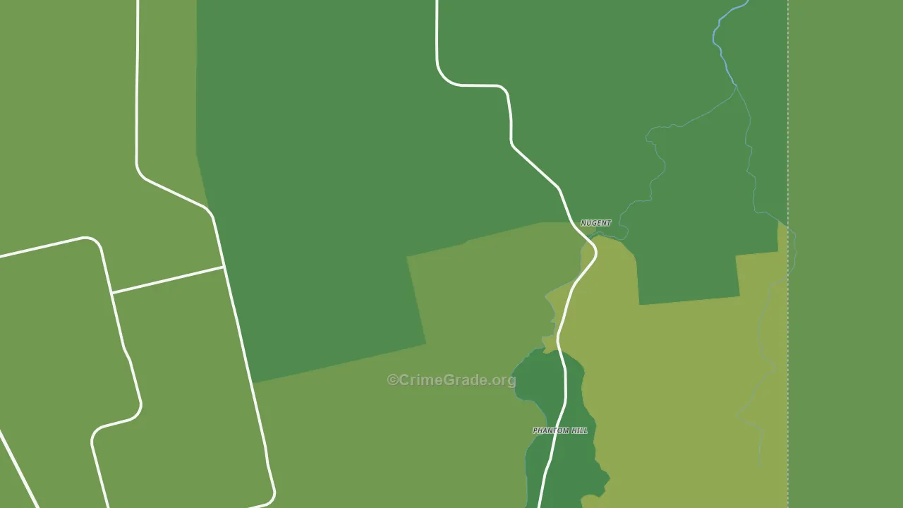 Nugent, TX Map of Vehicle Theft Rates