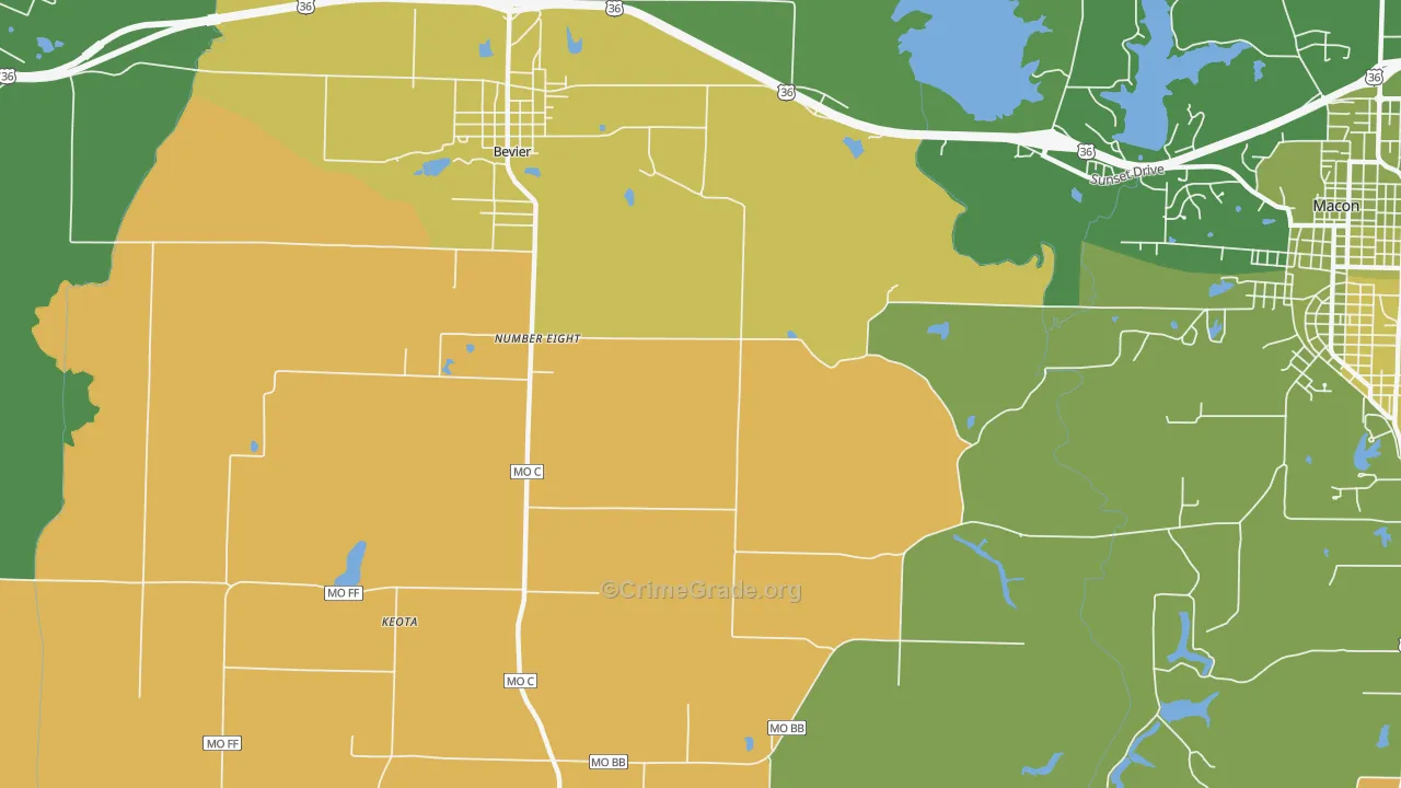 Number Eight, MO Map of Vehicle Theft Rates