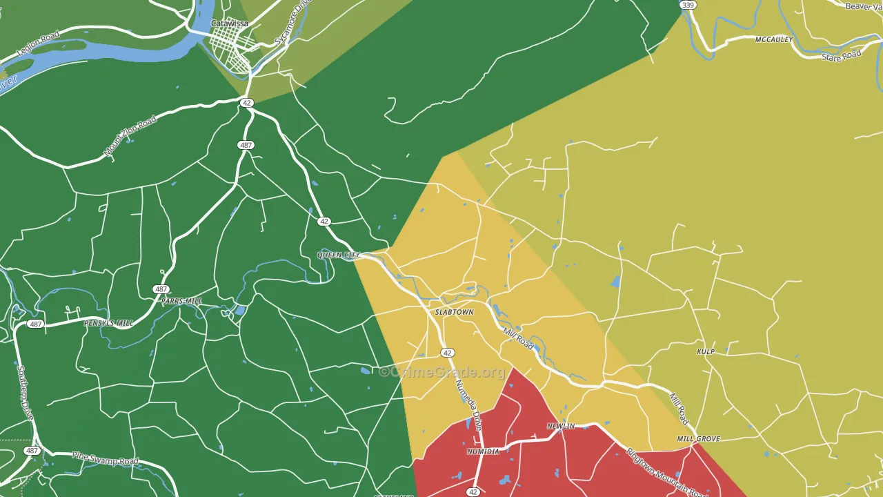 Numidia, PA Map of Vehicle Theft Rates
