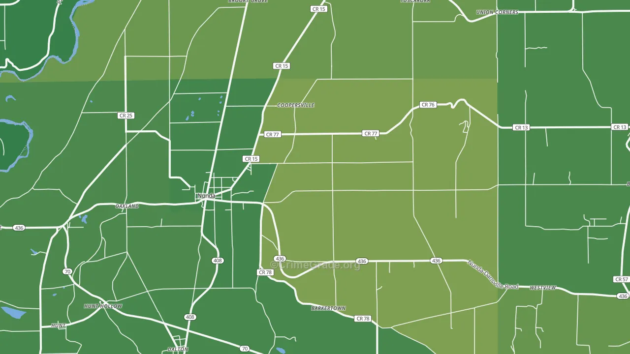 Nunda, NY Map of Vehicle Theft Rates
