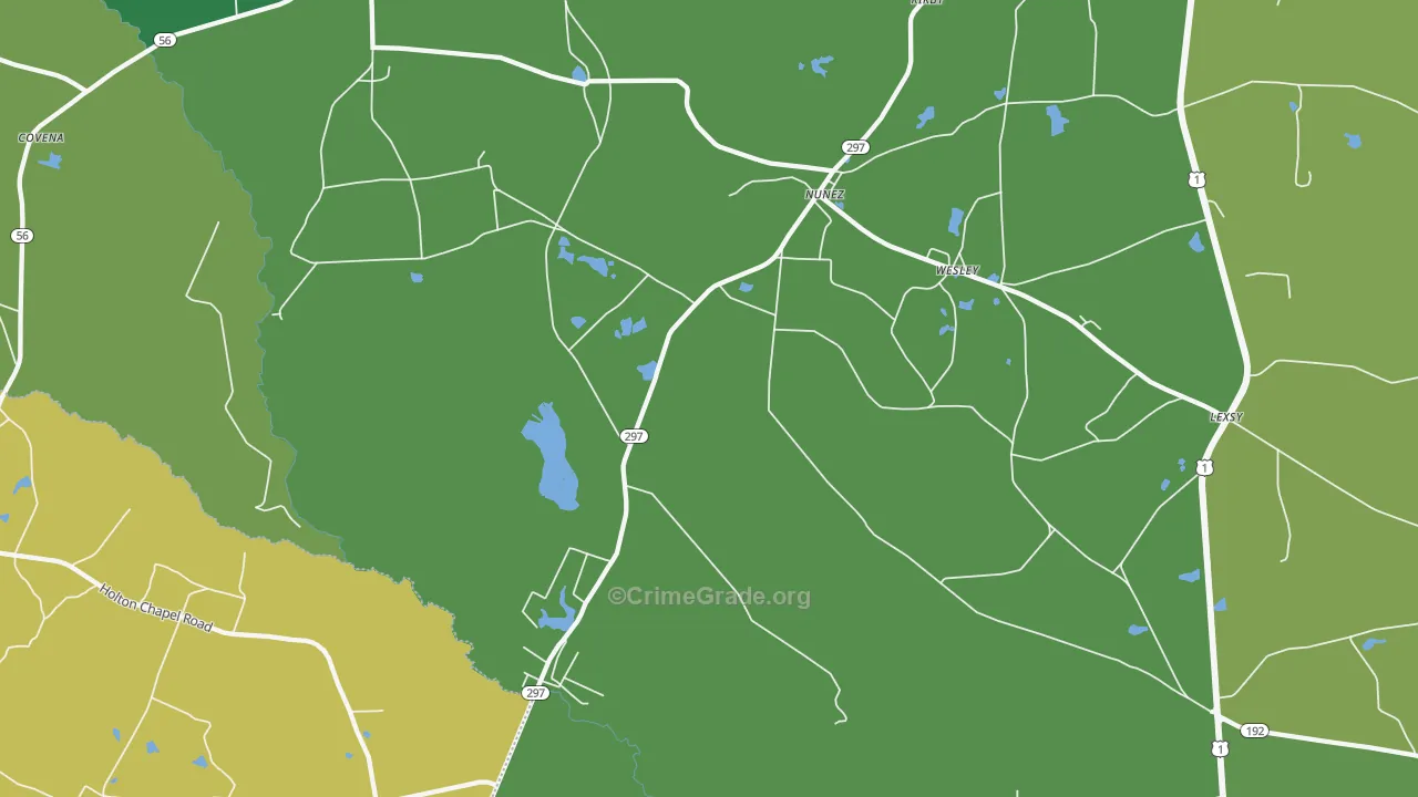 Nunez, GA Map of Vehicle Theft Rates
