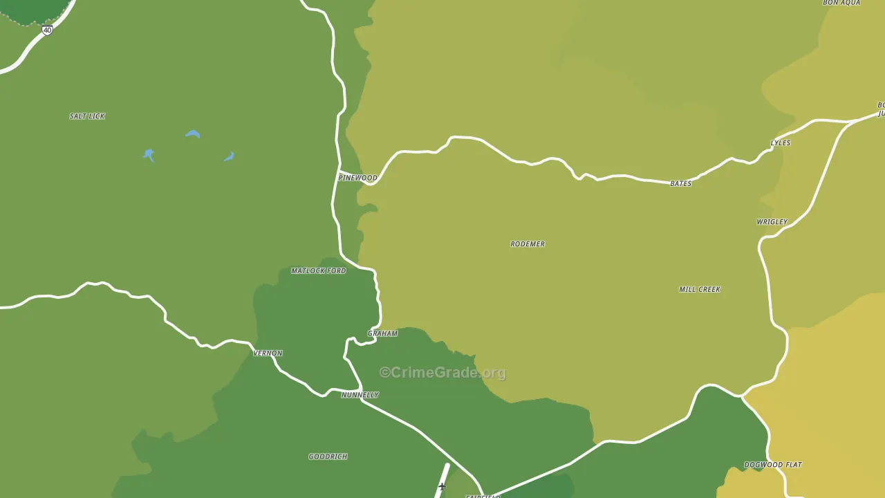 Nunnelly, TN Map of Vehicle Theft Rates