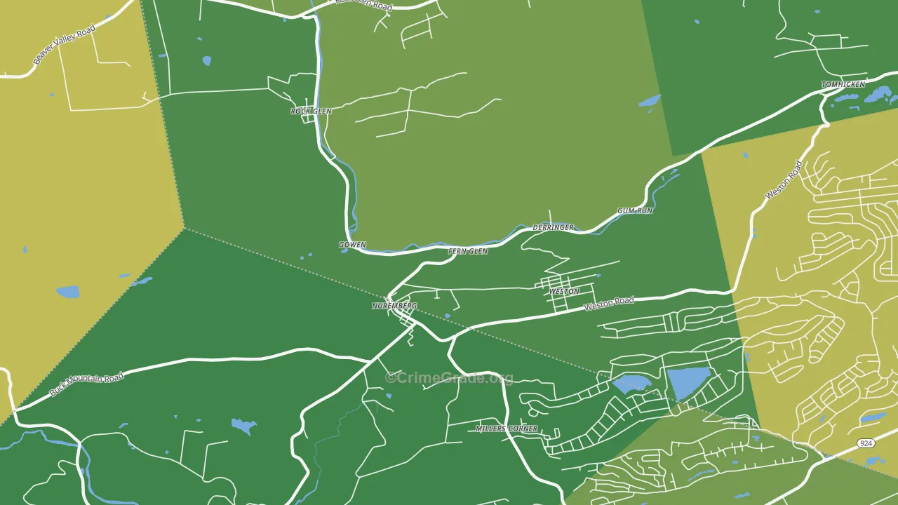 Nuremberg, PA Map of Vehicle Theft Rates