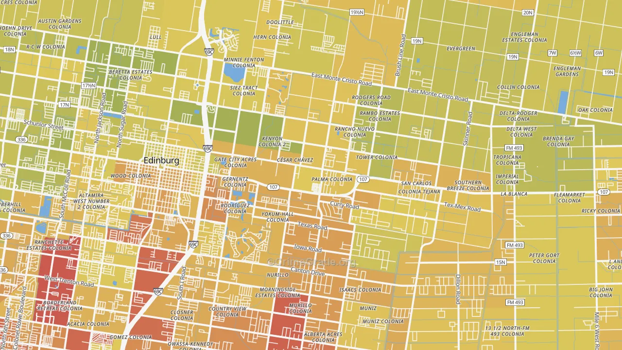 Nurillo, TX Map of Vehicle Theft Rates