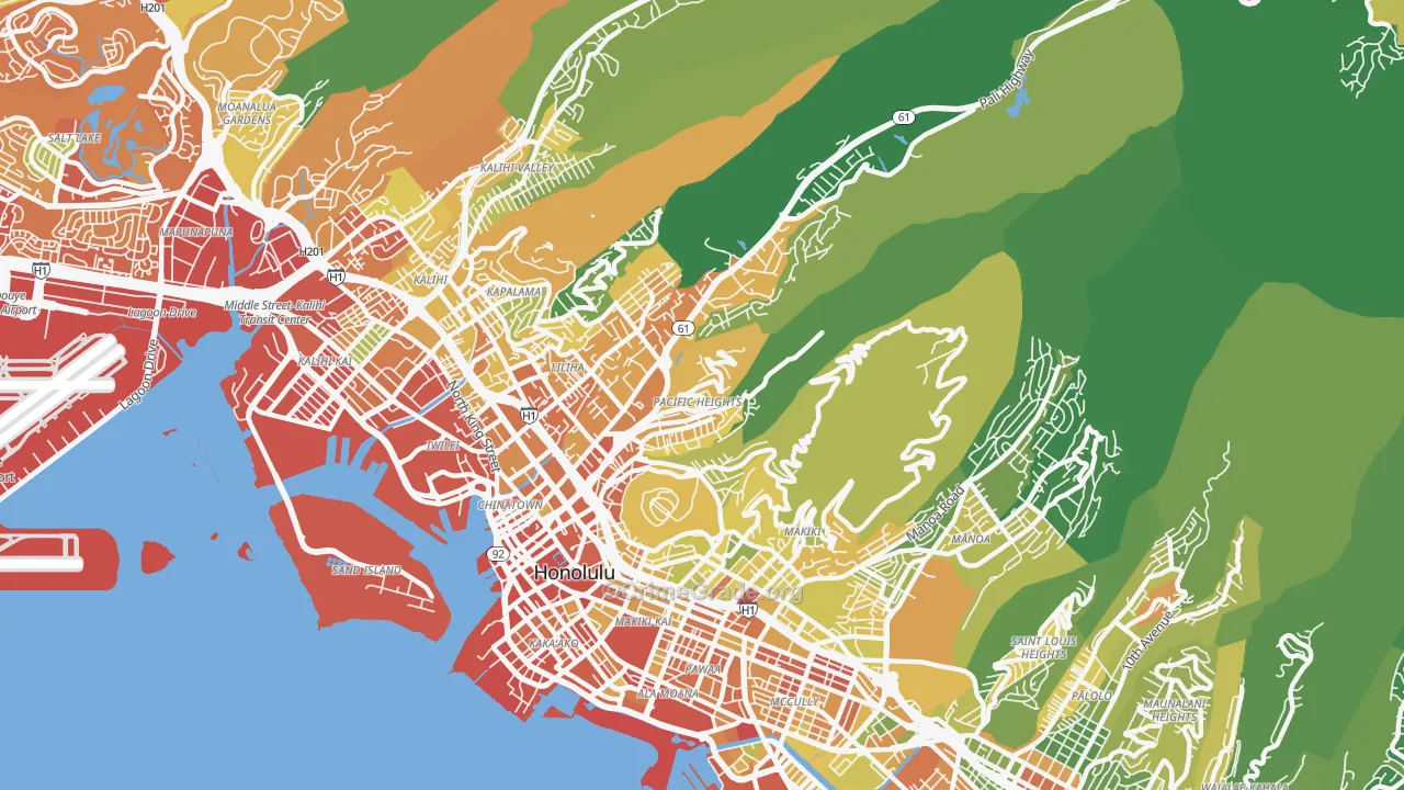 Nuuanu-Punchbowl, Honolulu, HI Map of Vehicle Theft Rates