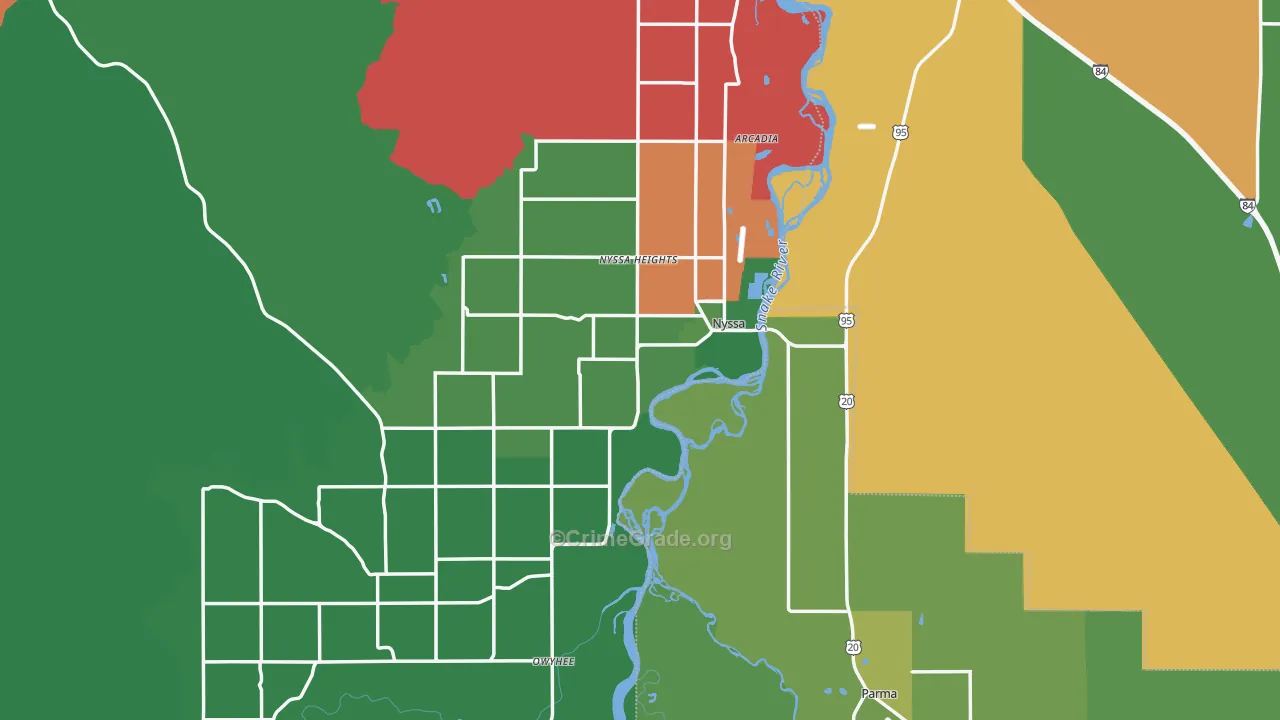 Nyssa, OR Map of Vehicle Theft Rates