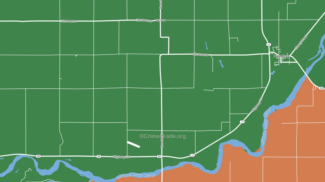 Nysted, NE Map of Vehicle Theft Rates