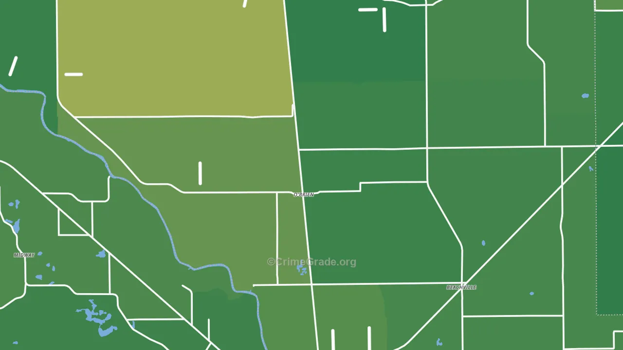 O'Brien, FL Map of Vehicle Theft Rates