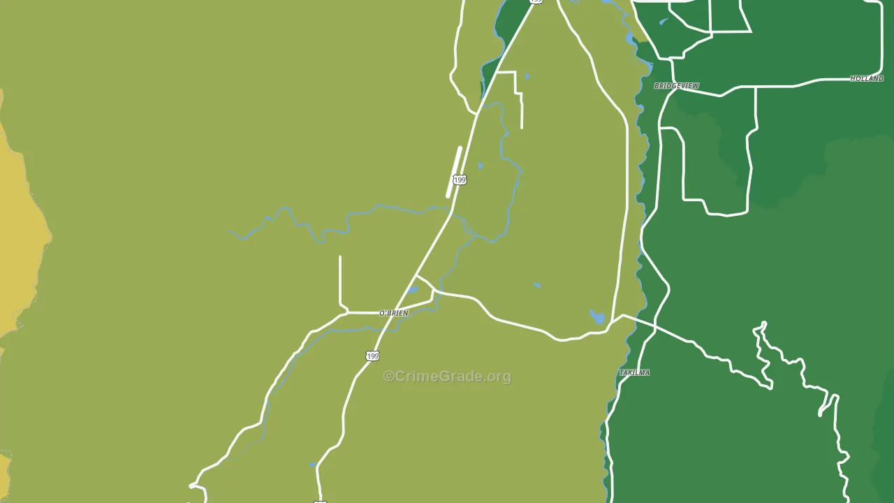 O'Brien, OR Map of Vehicle Theft Rates