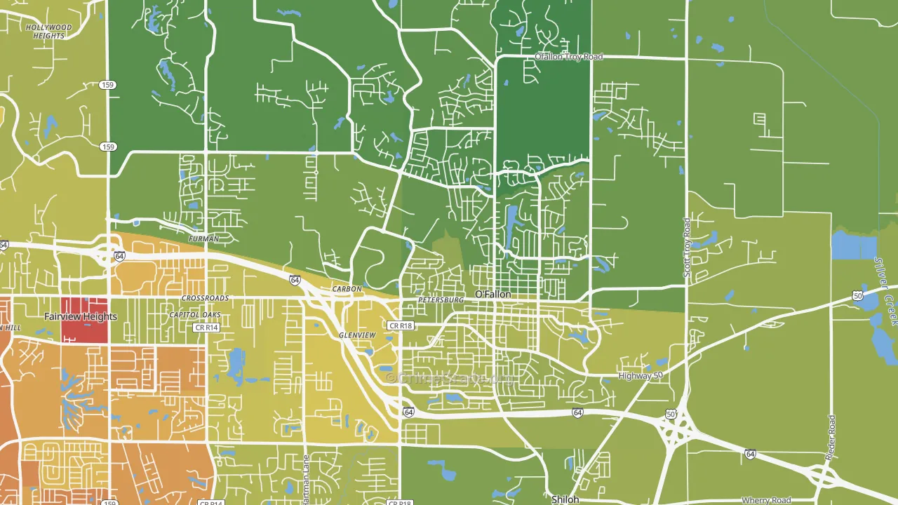 O'Fallon, IL Map of Vehicle Theft Rates