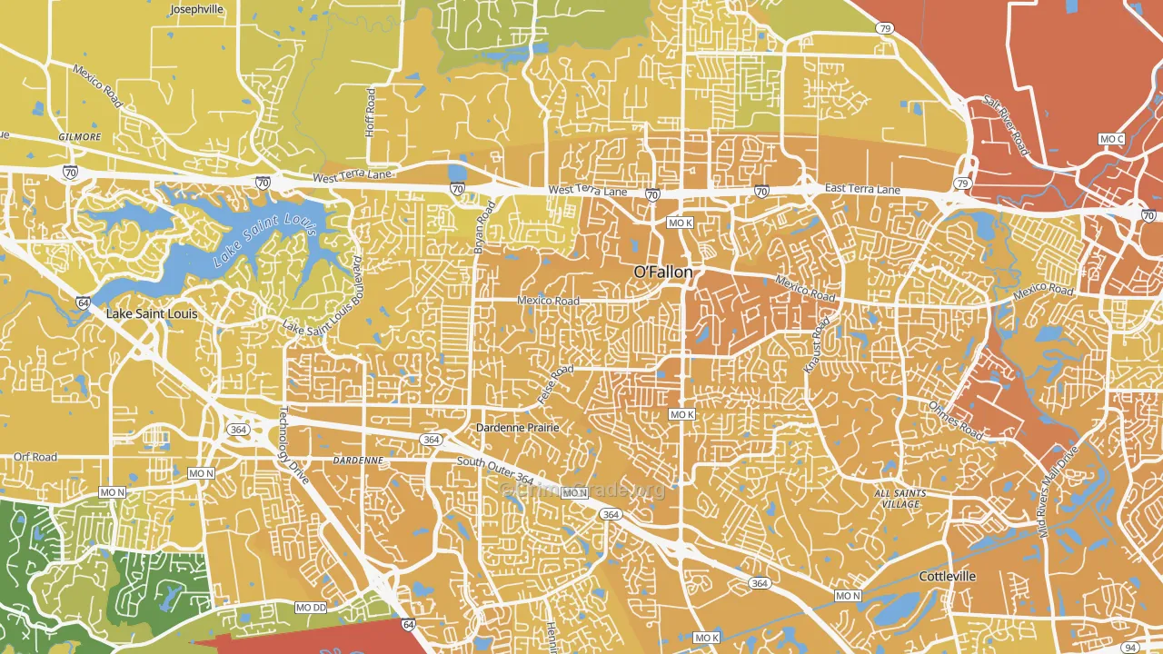 O'fallon, MO Map of Vehicle Theft Rates