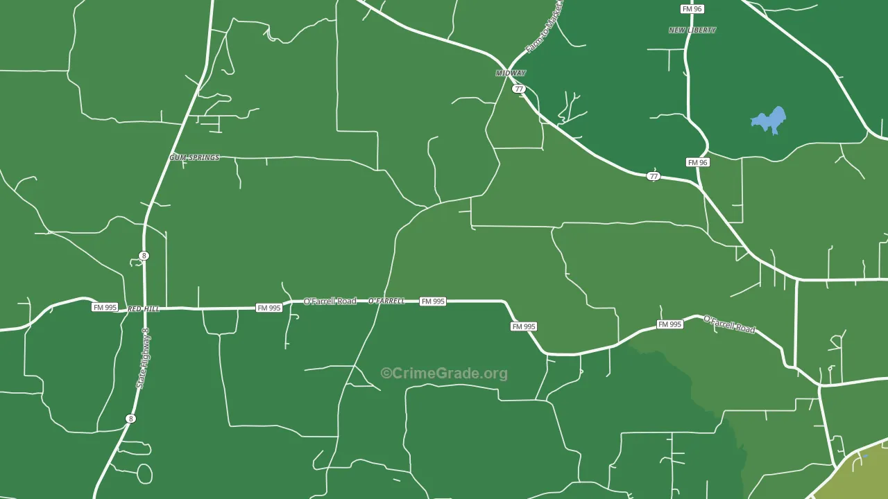 O'Farrell, TX Map of Vehicle Theft Rates