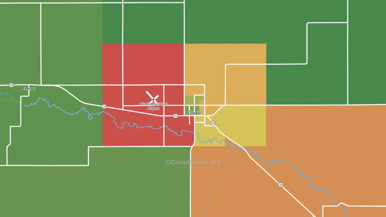 O'Neill, NE Map of Vehicle Theft Rates
