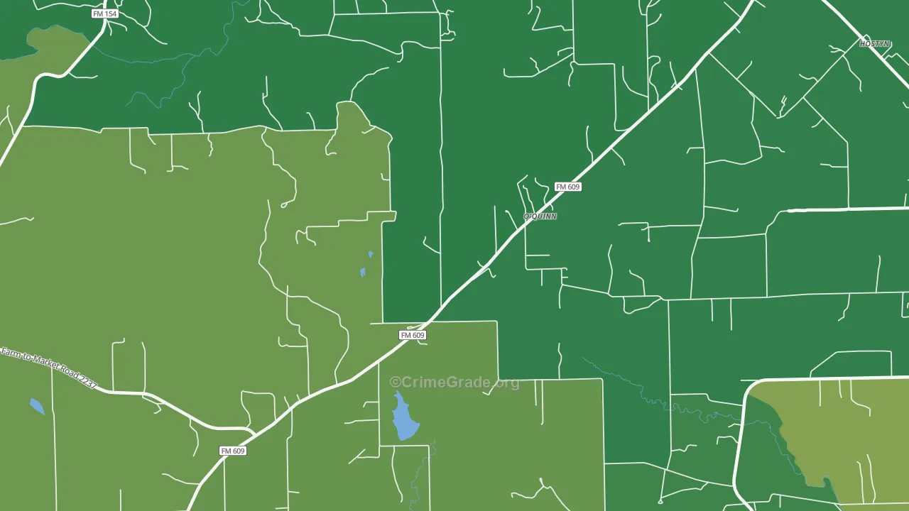 O'Quinn, TX Map of Vehicle Theft Rates