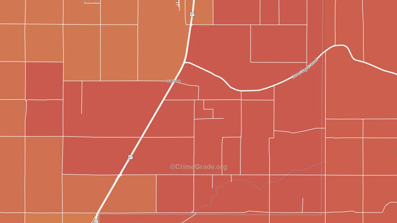 O'reilly, MS Map of Vehicle Theft Rates