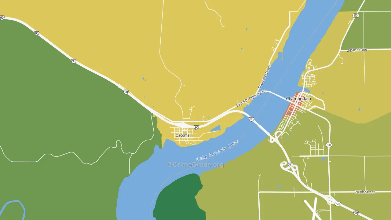 Oacoma, SD Map of Vehicle Theft Rates