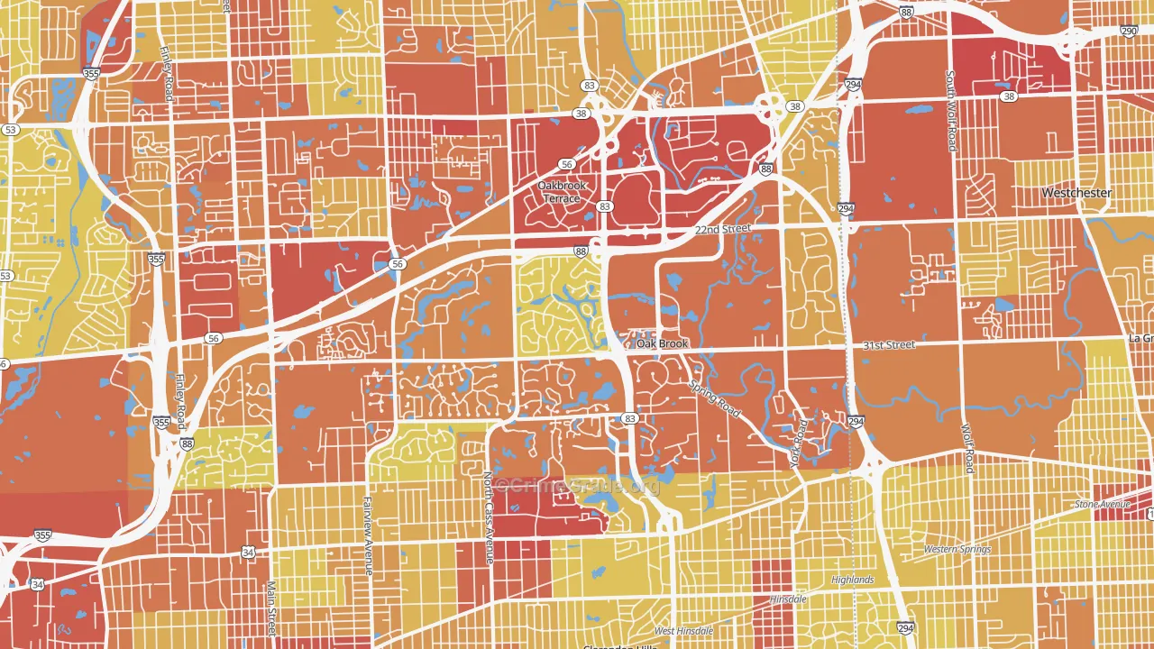 Oak Brook, IL Map of Vehicle Theft Rates
