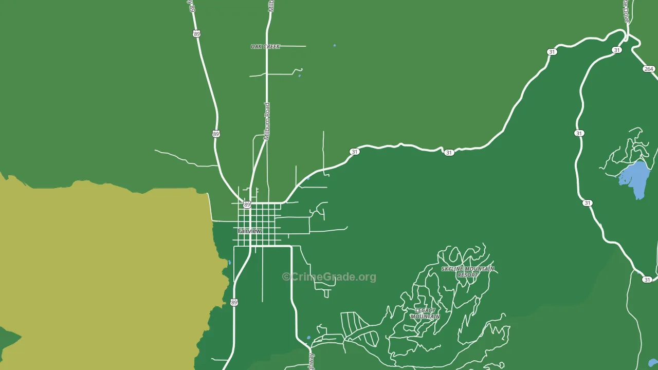 Oak Creek, UT Map of Vehicle Theft Rates