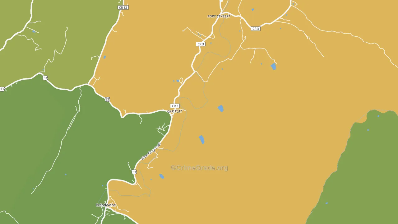 Oak Flat, WV Map of Vehicle Theft Rates