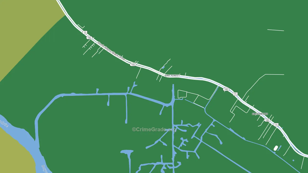 Oak Forest, LA Map of Vehicle Theft Rates