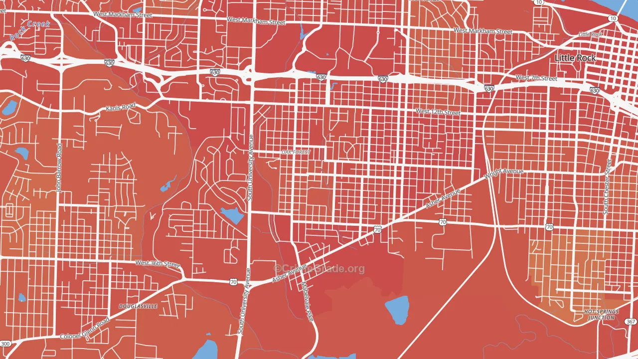 Oak Forest, Little Rock, AR Map of Vehicle Theft Rates