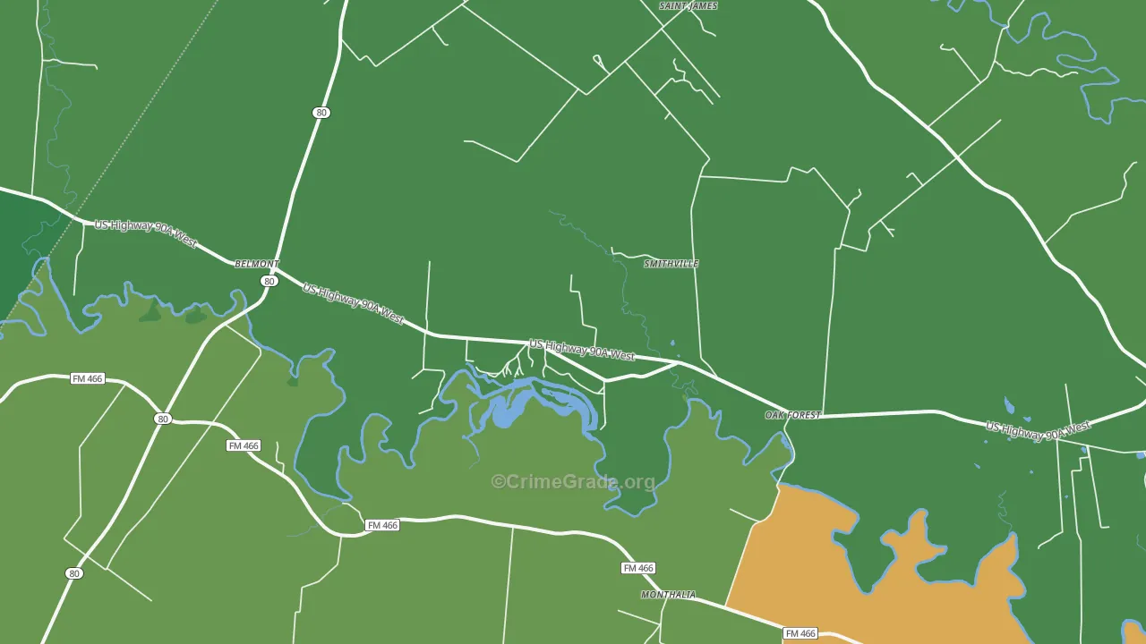 Oak Forest, TX Map of Vehicle Theft Rates