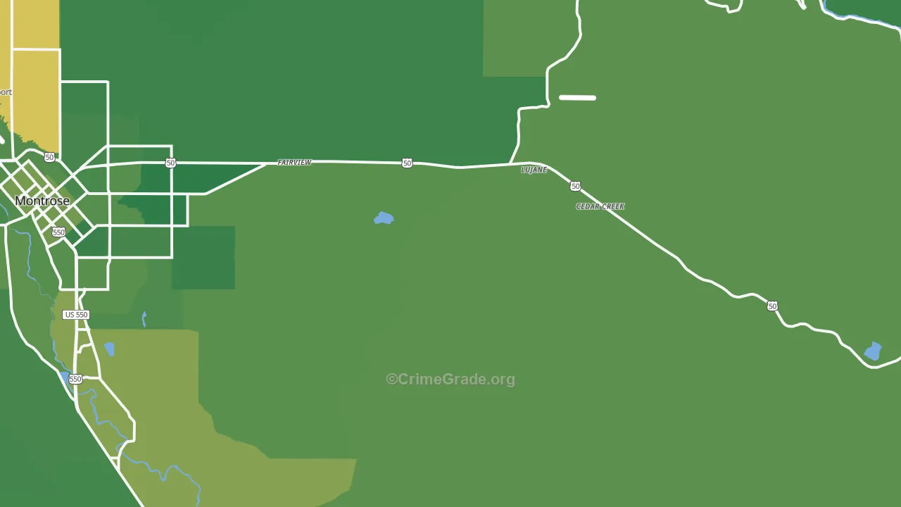 Oak Grove, CO Map of Vehicle Theft Rates