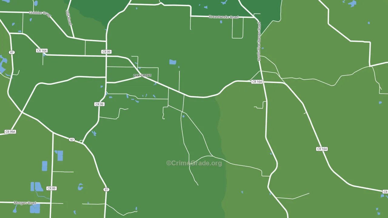 Oak Grove, FL Map of Vehicle Theft Rates