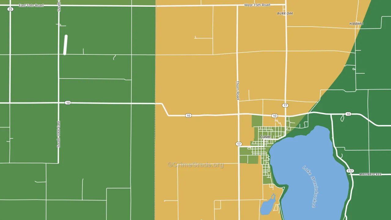 Oak Grove, IN Map of Vehicle Theft Rates