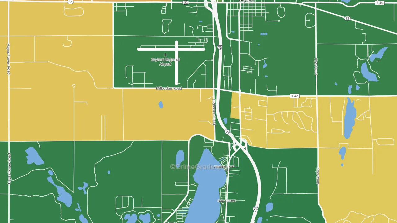Oak Grove, MI Map of Vehicle Theft Rates