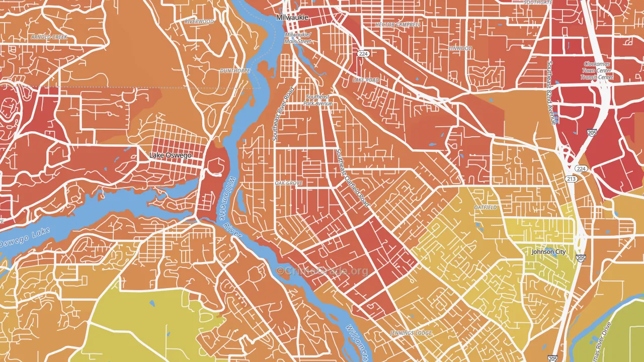 Oak Grove, OR Map of Vehicle Theft Rates