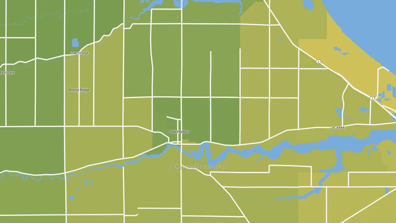 Oak Harbor, OH Map of Vehicle Theft Rates