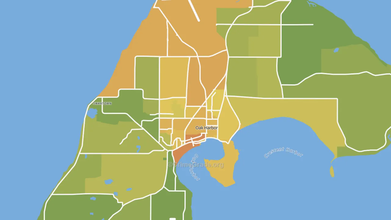 Oak Harbor, WA Map of Vehicle Theft Rates