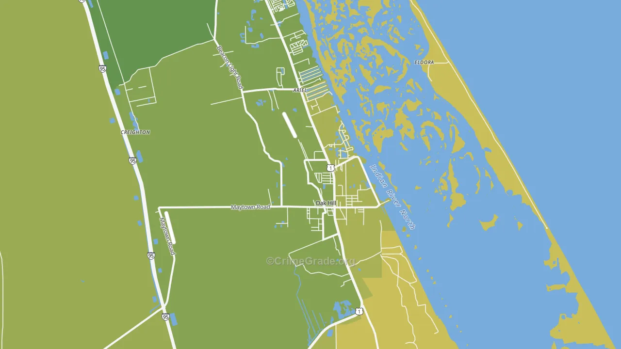 Oak Hill, FL Map of Vehicle Theft Rates