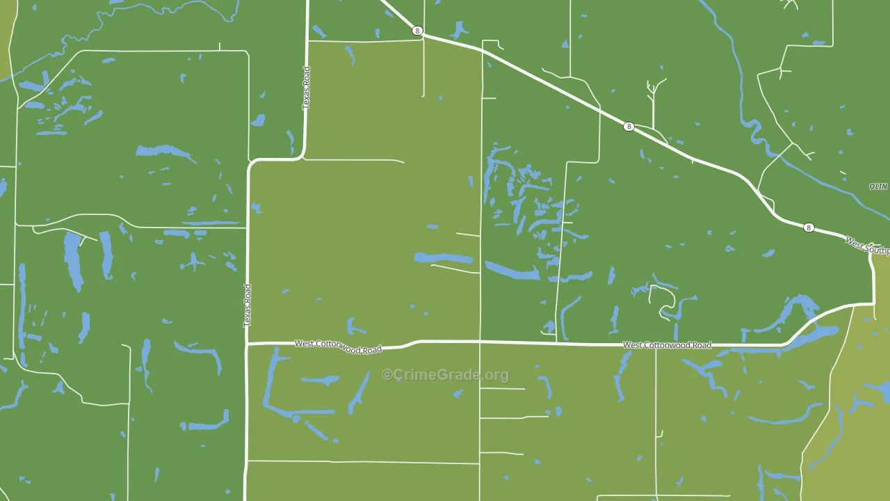 Oak Hill, IL Map of Vehicle Theft Rates