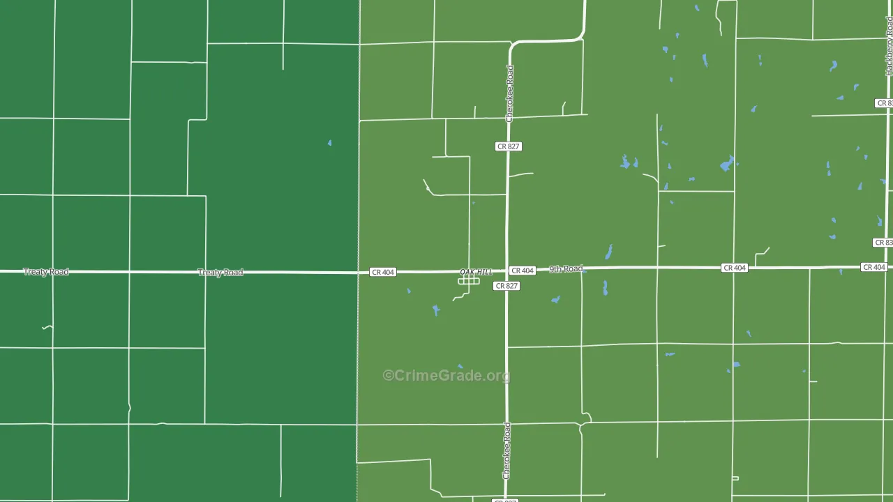Oak Hill, KS Map of Vehicle Theft Rates