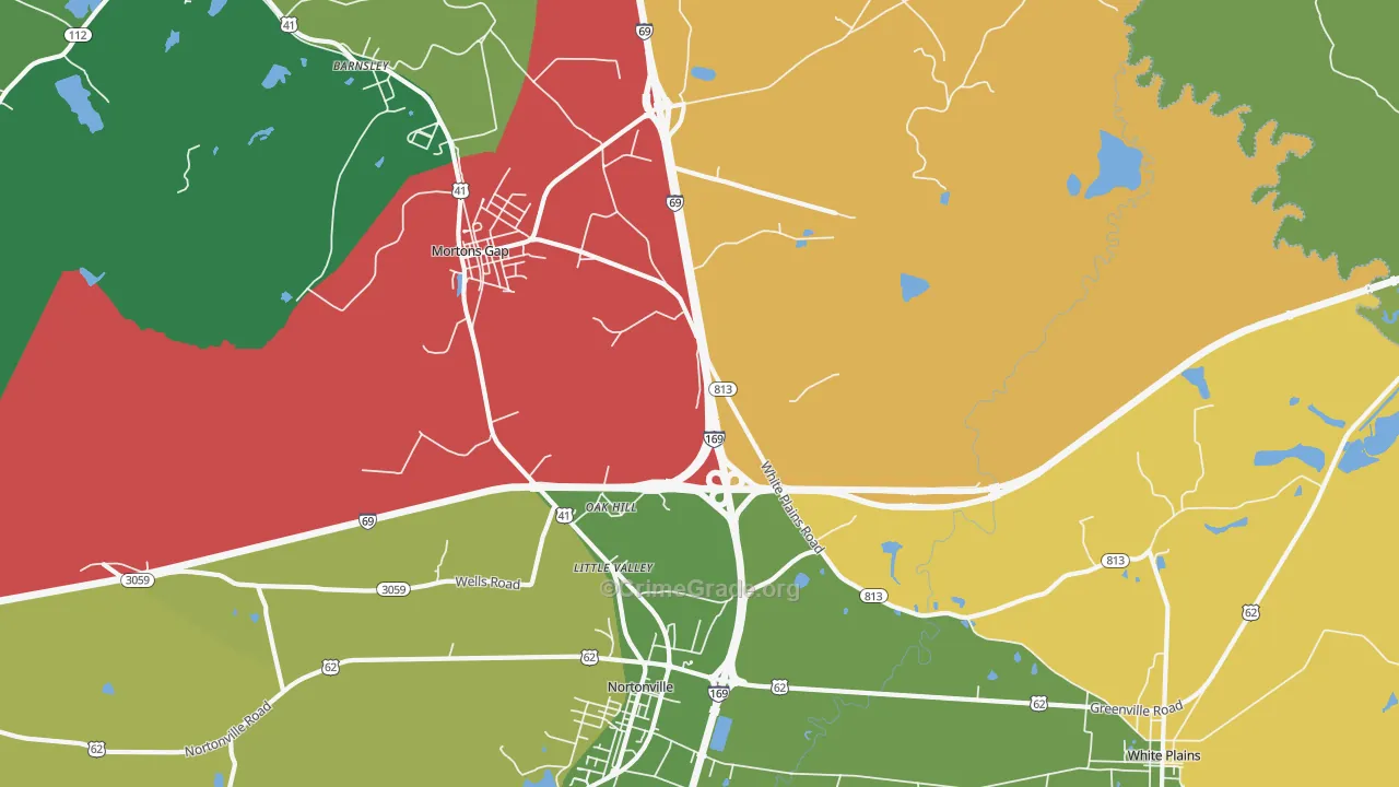 Oak Hill, KY Map of Vehicle Theft Rates