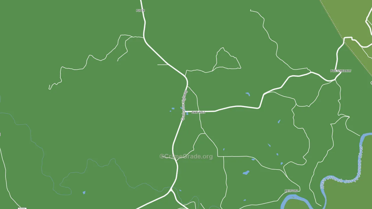 Oak Hill, PA Map of Vehicle Theft Rates