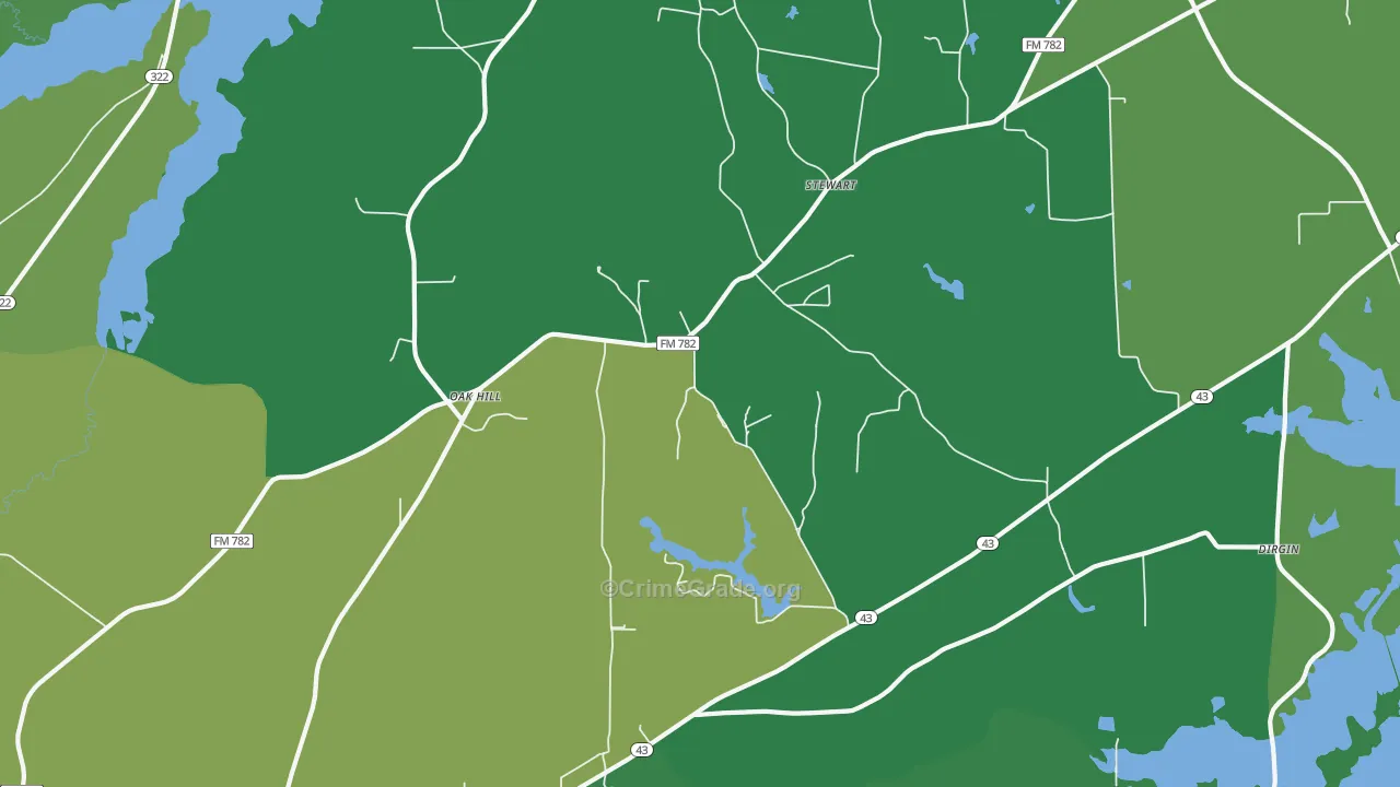 Oak Hill, TX Map of Vehicle Theft Rates