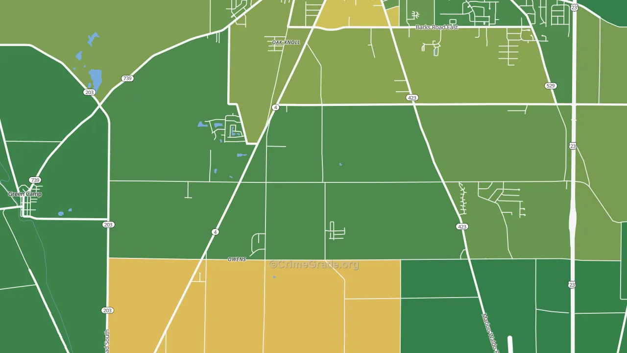 Oak Knoll, OH Map of Vehicle Theft Rates
