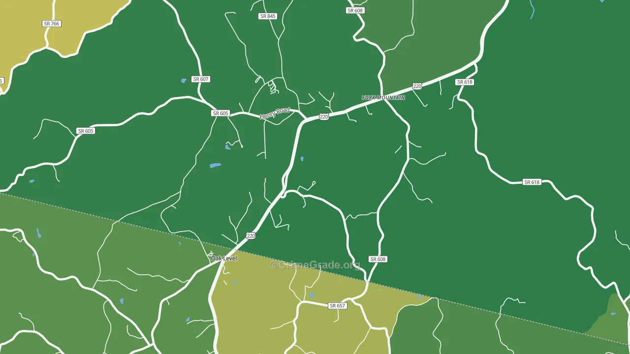 Oak Level, VA Map of Vehicle Theft Rates