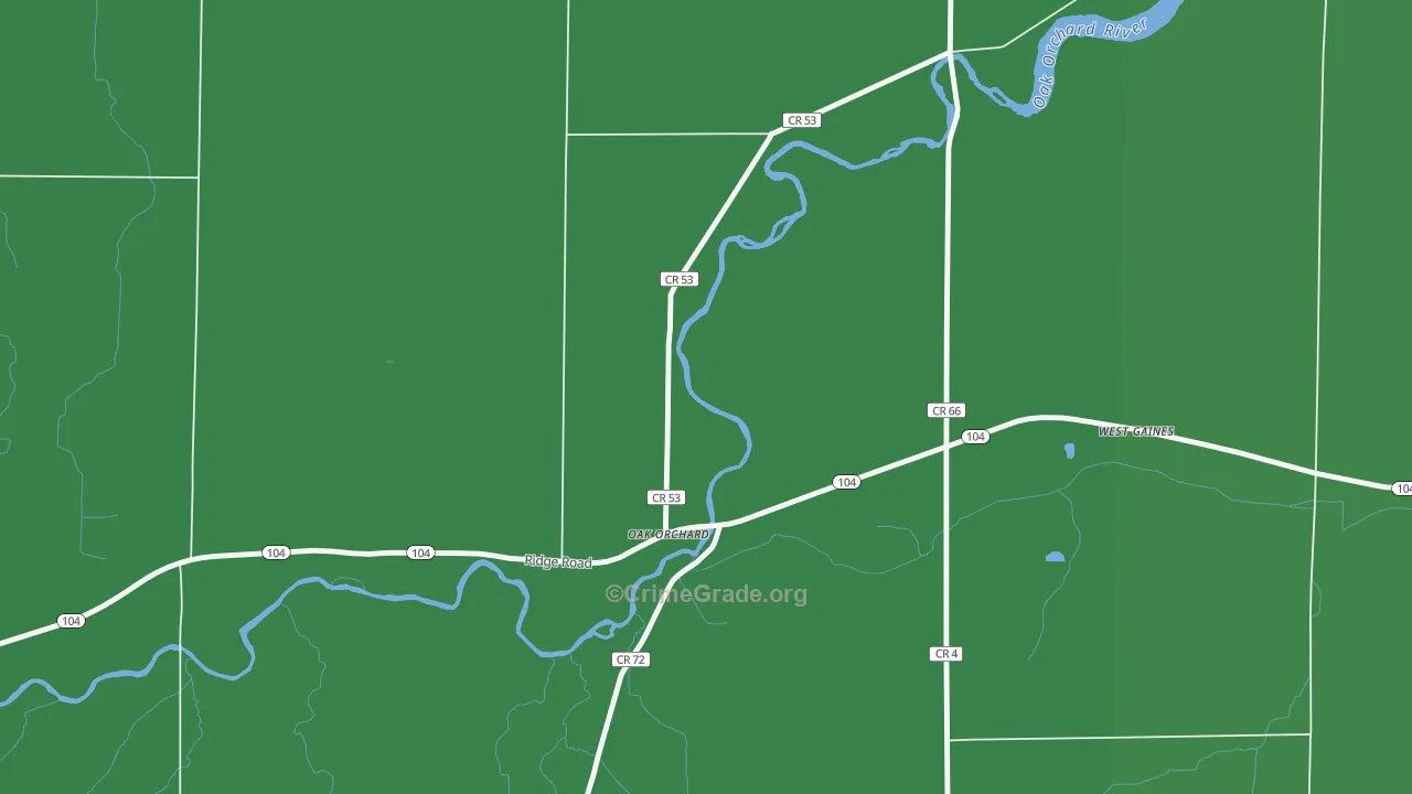 Oak Orchard, NY Map of Vehicle Theft Rates