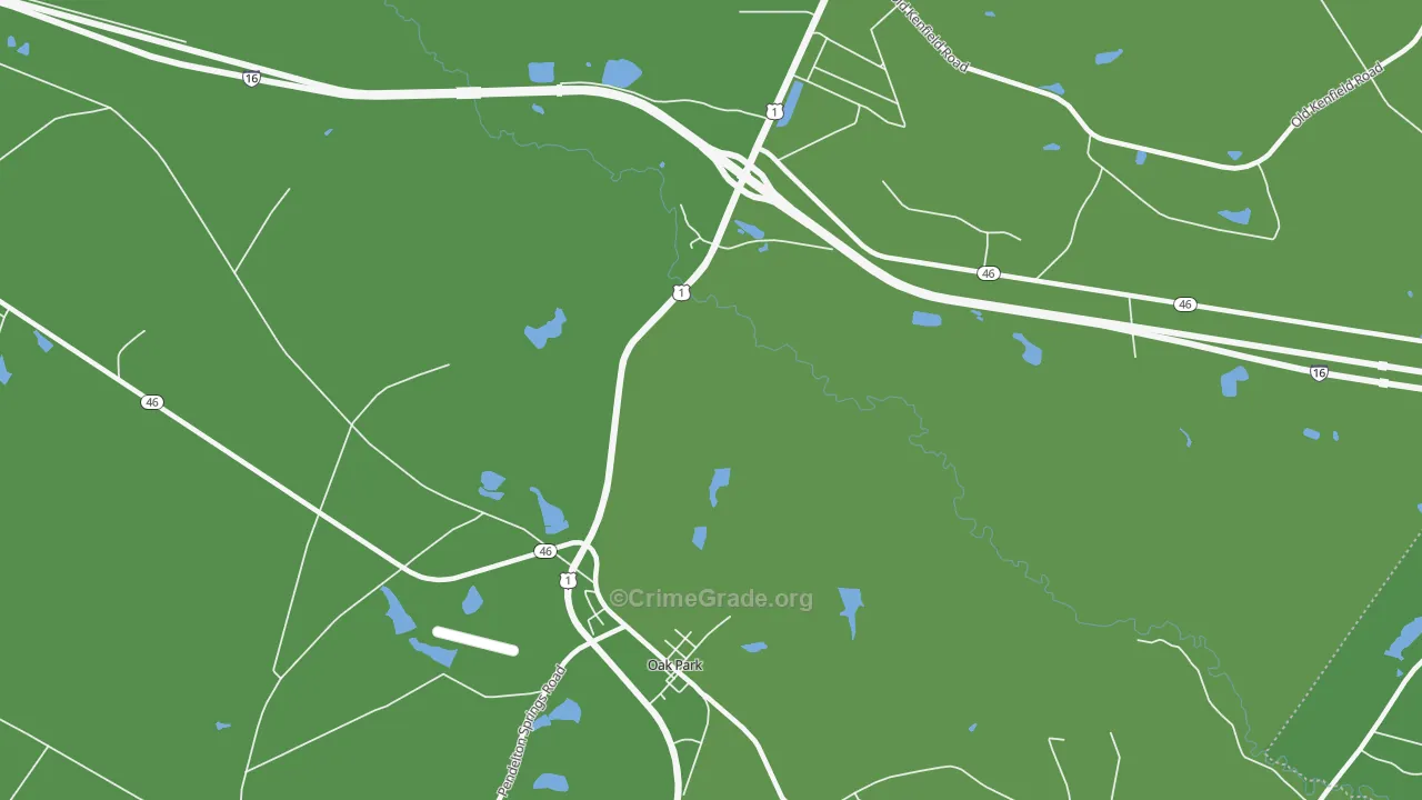 Oak Park, GA Map of Vehicle Theft Rates