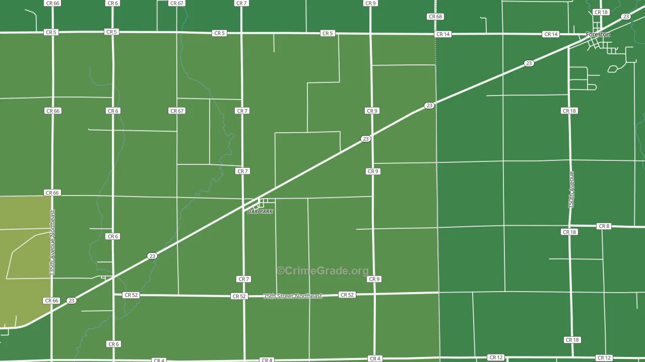 Oak Park, MN Map of Vehicle Theft Rates