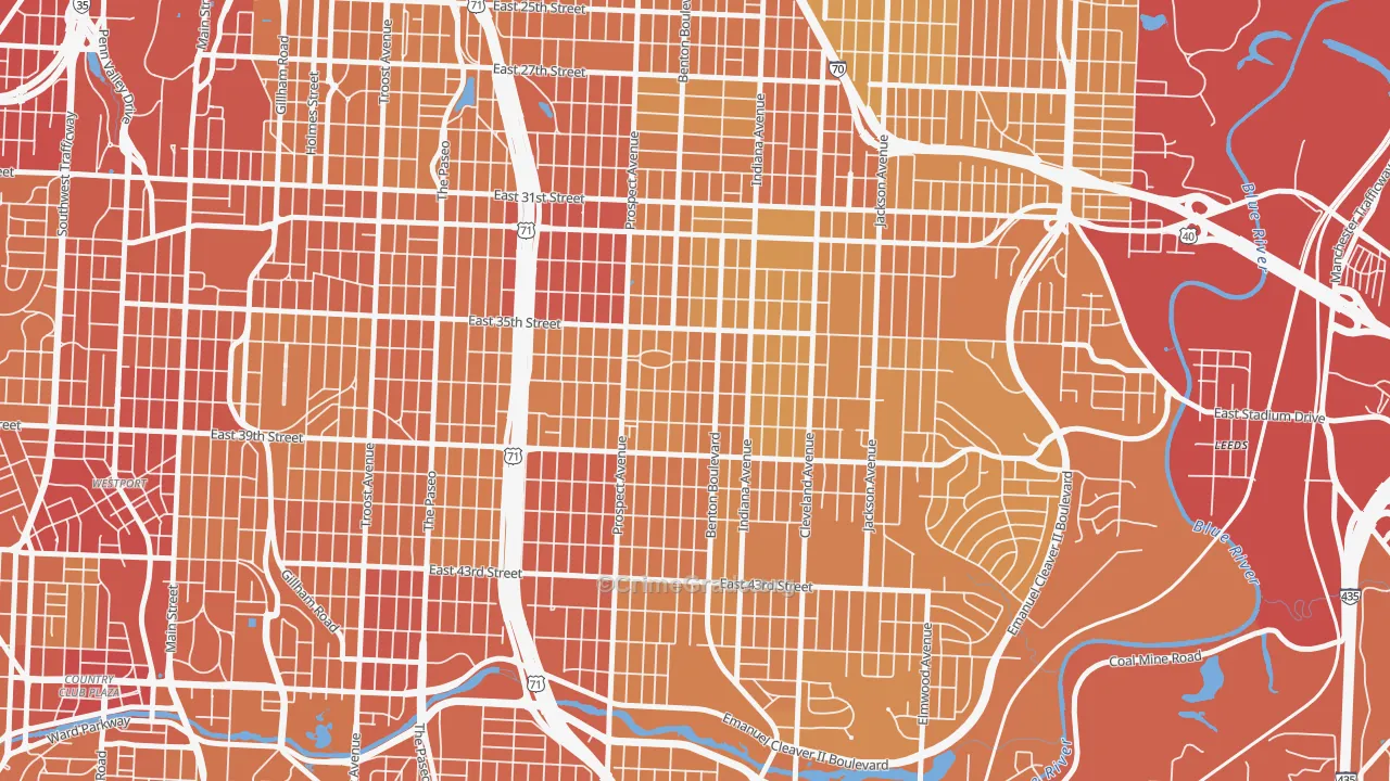 Oak Park Northwest, Kansas City, MO Map of Vehicle Theft Rates