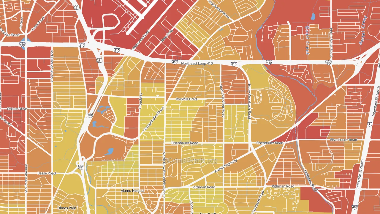 Oak Park-Northwood, San Antonio, TX Map of Vehicle Theft Rates