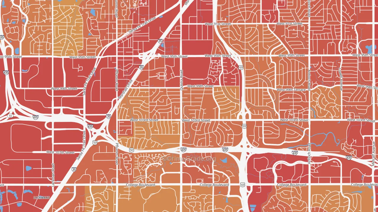 Oak Park, Overland Park, KS Map of Vehicle Theft Rates