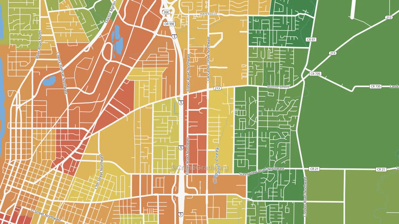 Oak Park, Salem, OR Map of Vehicle Theft Rates
