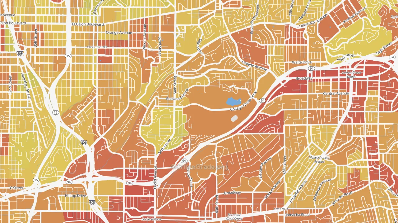 Oak Park, San Diego, CA Map of Vehicle Theft Rates